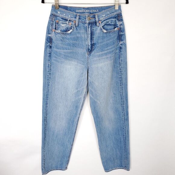 AE AMERICAN EAGLE Women's Size 4R Super High-Waisted Baggy Wide-Leg Jeans Trendy - Picture 4 of 16